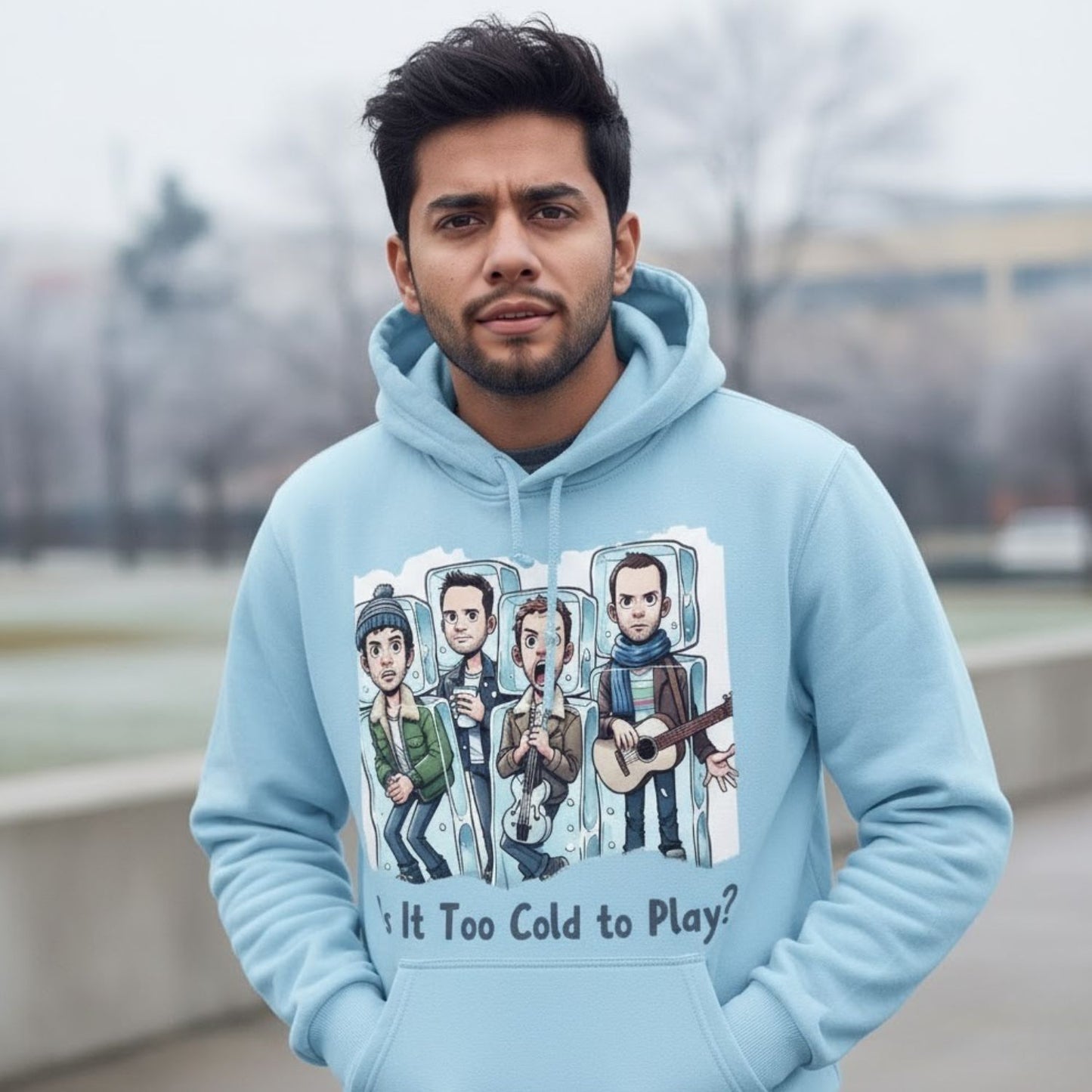 coldplay is it too cold to play hoodie hooded sweatshirt winterwear music band buy online india the banyan tee tbt men women girls boys unisex baby blue