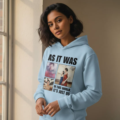harry styles as it was hoodie hooded sweatshirt winterwear music band buy online india the banyan tee tbt men women girls boys unisex gray - in this world, it's just us  Edit alt text