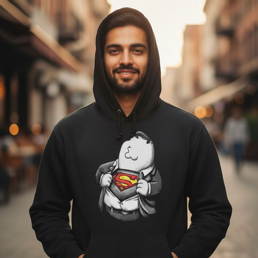 family guy super guy hoodie hooded sweatshirt winterwear tv & movies buy online india the banyan tee tbt men women girls boys unisex black - peter griffin