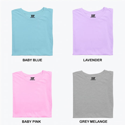 High Land Mist Combo Pack Of 4 Multicolor combo Premium cotton T-shirt unisex tees half sleeve crew neck regular fit T-shirt colors available Baby Blue Lavender Baby Pink Grey Melange.