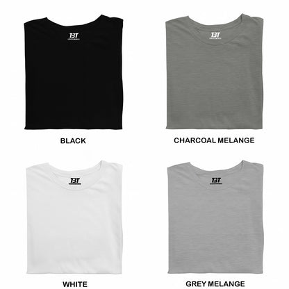 Monochrome Combo Pack Of 4 Multicolor combo Premium cotton T-shirt unisex tees half sleeve crew neck regular fit T-shirt colors available Black charcoal melange white grey melange