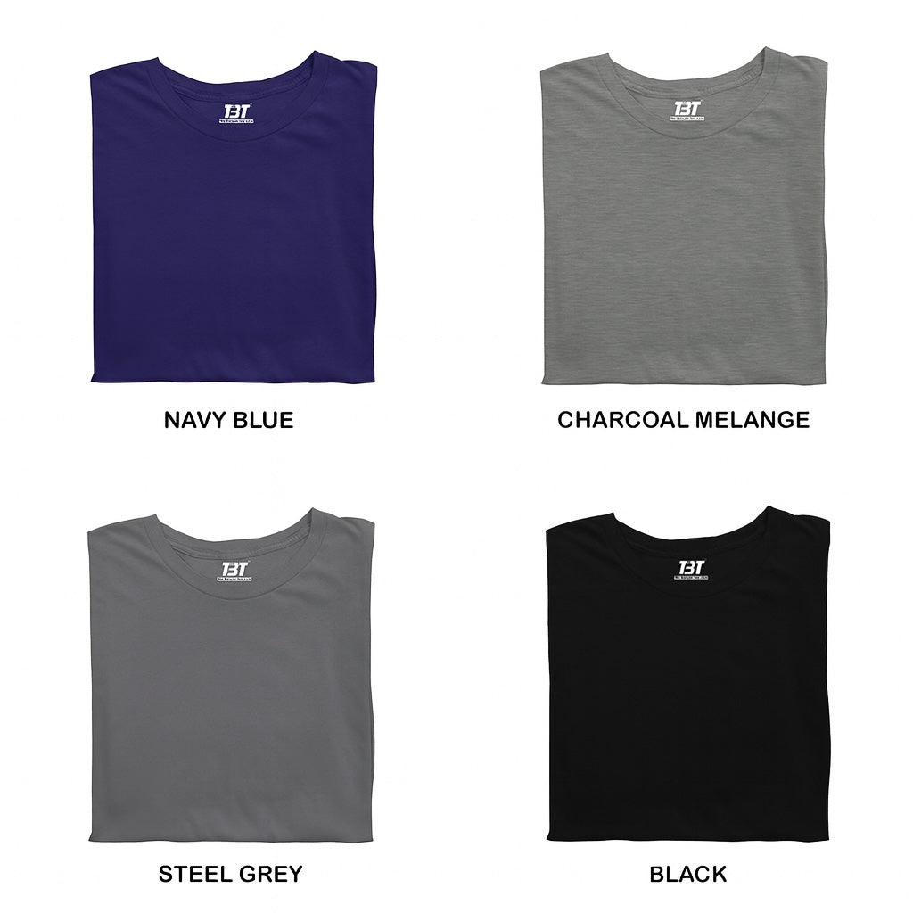 Mid Night Mix Combo Pack Of 4 Multicolor combo Premium cotton T-shirt unisex tees half sleeve crew neck regular fit T-shirt colors available  Navy Blue Charcoal Melange Steel Grey Black