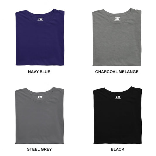 Mid Night Mix Combo Pack Of 4 Multicolor combo Premium cotton T-shirt unisex tees half sleeve crew neck regular fit T-shirt colors available  Navy Blue Charcoal Melange Steel Grey Black