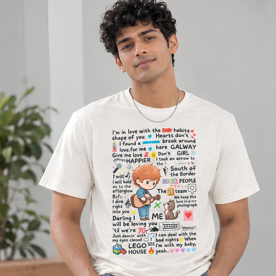 ed sheeran doodle t-shirt music band buy online india the banyan tee tbt men women girls boys unisex baby pink