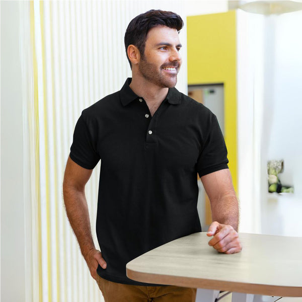 Black Polo T shirt Premium Cotton Wardrobe Essential S (Chest 38 IN)  Black