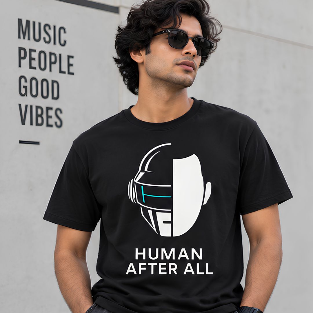 daft punk human after all t-shirt music band buy online india the banyan tee tbt men women girls boys unisex black