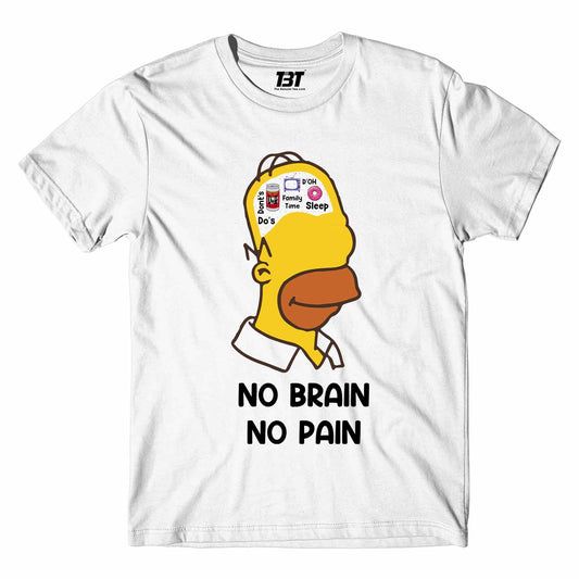 the simpsons no brain no pain t-shirt tv & movies buy online india the banyan tee tbt men women girls boys unisex white - homer simpson