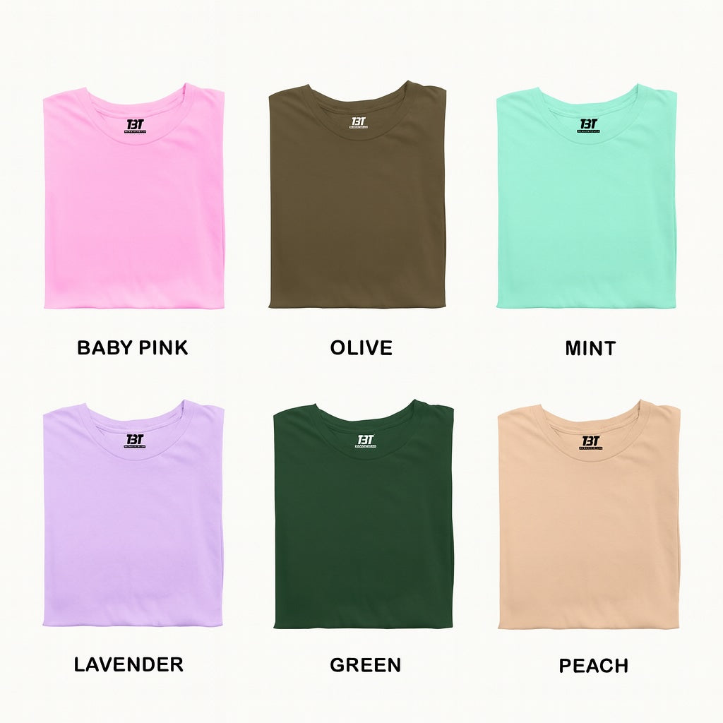 Garden Party Combo Pack Of 6 Multicolor combo Premium cotton T-shirt unisex tees half sleeve crew neck regular fit T-shirt colors available Baby Pink Olive Mint Lavender Green Peach