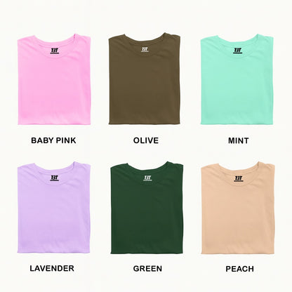 Garden Party Combo Pack Of 6 Multicolor combo Premium cotton T-shirt unisex tees half sleeve crew neck regular fit T-shirt colors available Baby Pink Olive Mint Lavender Green Peach