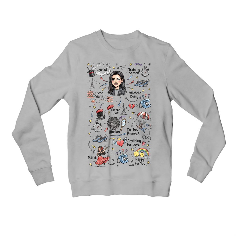 dua lipa du-dle sweatshirt upper winterwear music band buy online india the banyan tee tbt men women girls boys unisex gray 