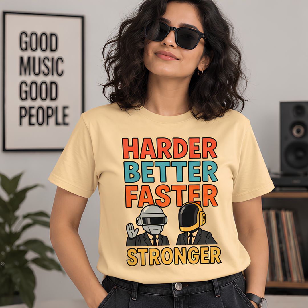 daft punk harder, better, faster, stronger t-shirt music band buy online india the banyan tee tbt men women girls boys unisex black
