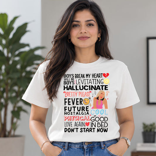 dua lipa dua's discography t-shirt music band buy online india the banyan tee tbt men women girls boys unisex white