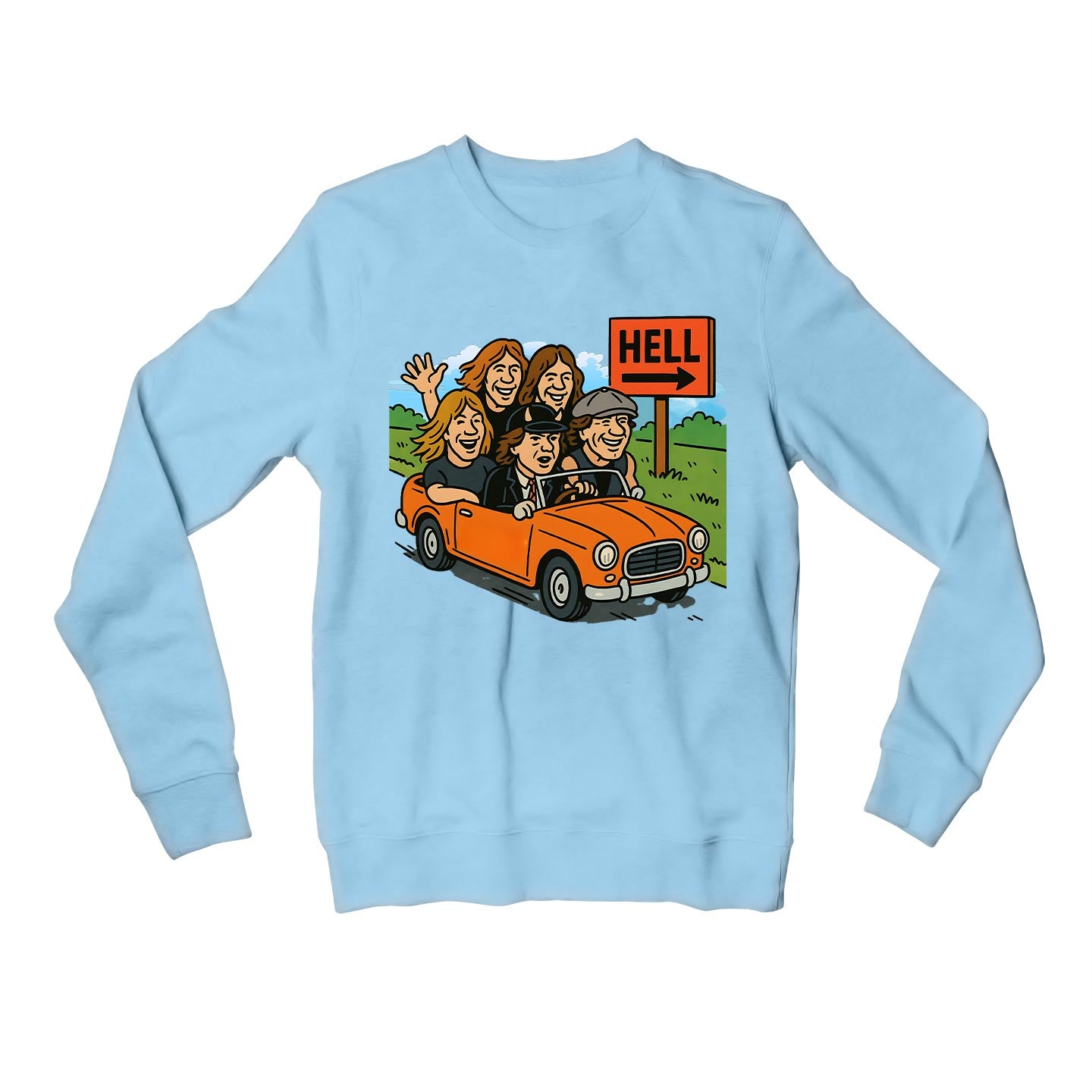 ac/dc highway to hell sweatshirt upper winterwear music band buy online india the banyan tee tbt men women girls boys unisex baby blue