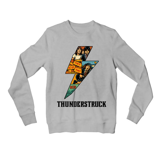 ac/dc thunderstruck sweatshirt upper winterwear music band buy online india the banyan tee tbt men women girls boys unisex gray