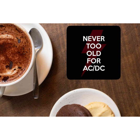 ac/dc never too old for ac/dc coasters wooden table cups indian music band buy online india the banyan tee tbt men women girls boys unisex