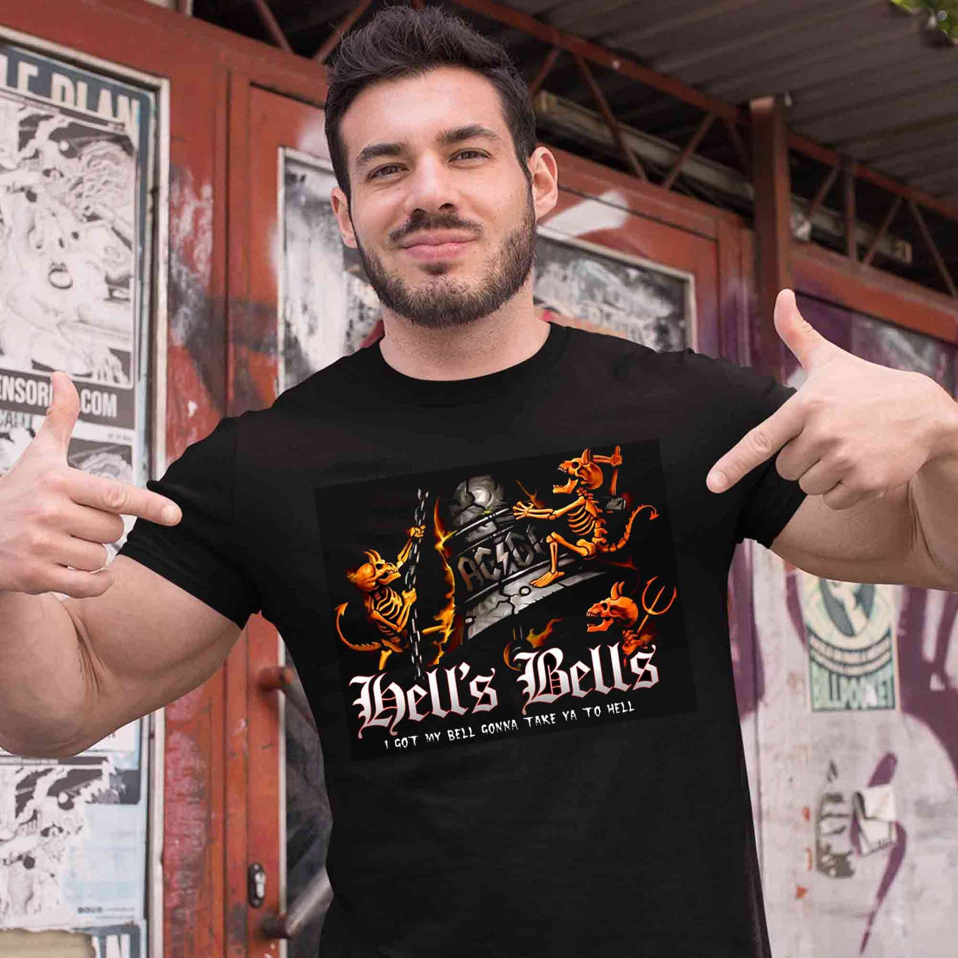 ac/dc hell's bells t-shirt music band buy online india the banyan tee tbt men women girls boys unisex black