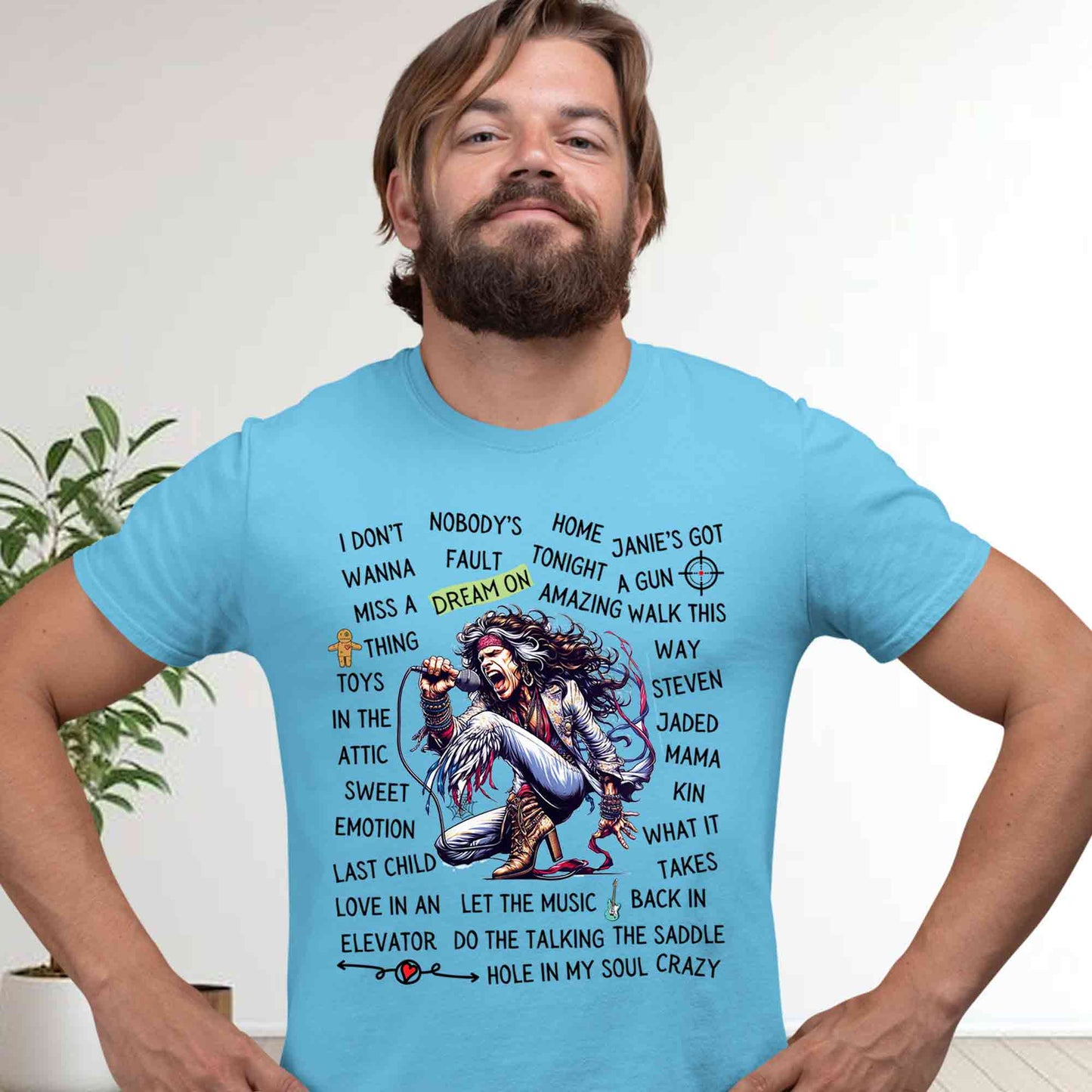 aerosmith song story t-shirt music band buy online india the banyan tee tbt men women girls boys unisex sky blue