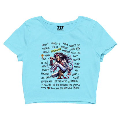 aerosmith song story crop top music band buy online india the banyan tee tbt men women girls boys unisex sky blue