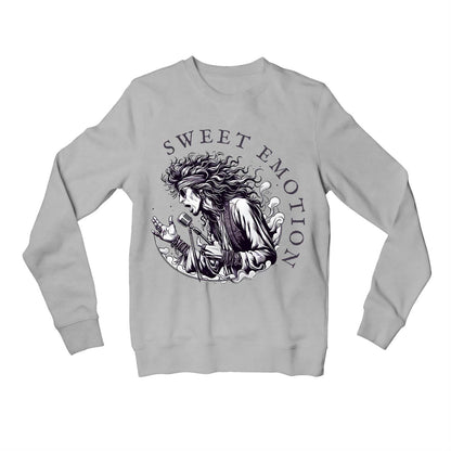 aerosmith sweet emotion sweatshirt upper winterwear music band buy online india the banyan tee tbt men women girls boys unisex gray