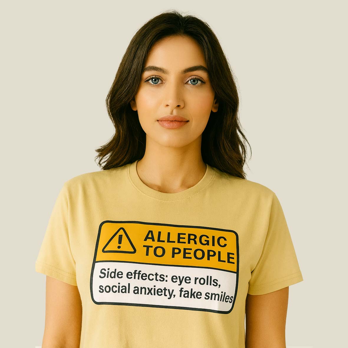 graphic allergic to people t-shirt printed graphic stylish buy online india the banyan tee tbt men women girls boys unisex beige 