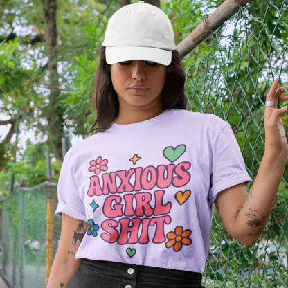 graphic anxious girl shit t-shirt printed graphic stylish buy online india the banyan tee tbt men women girls boys unisex lavender 