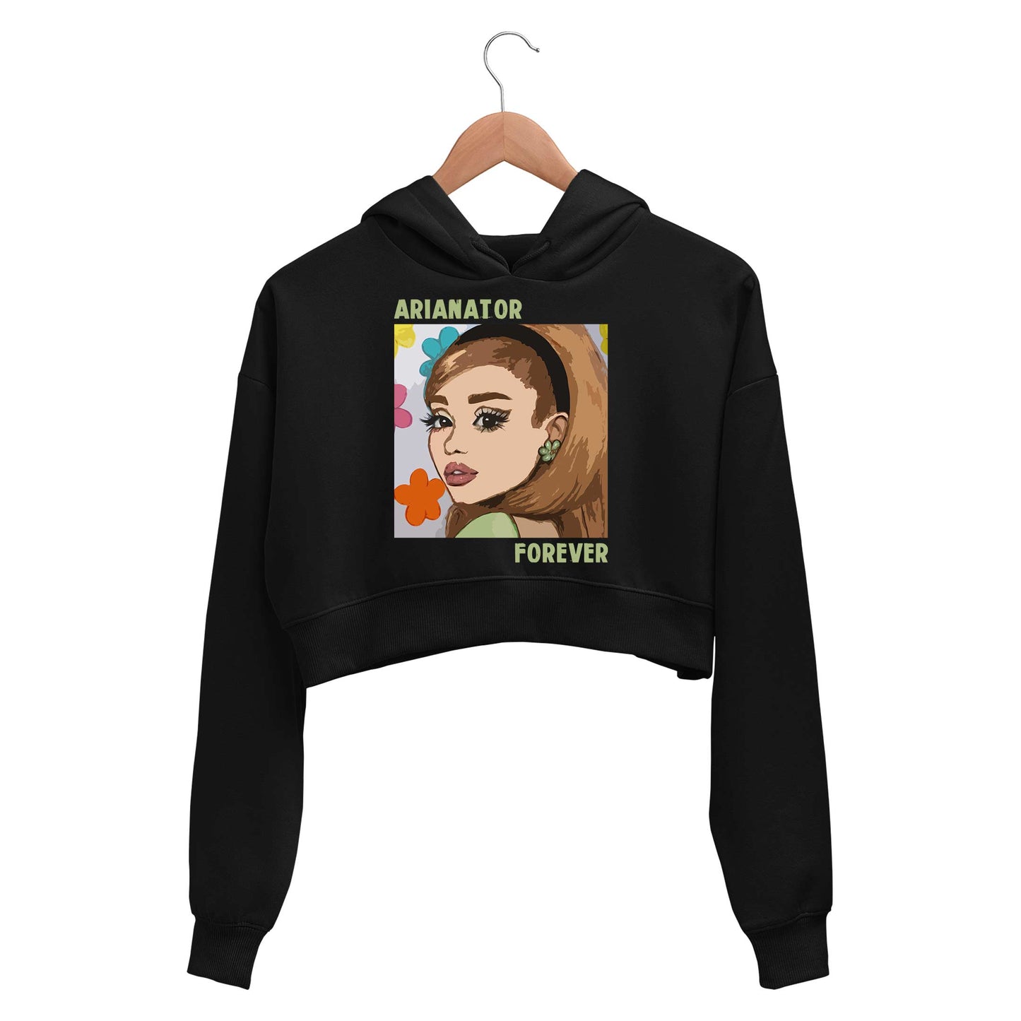 ariana grande arianator forever crop hoodie hooded sweatshirt upper winterwear music band buy online india the banyan tee tbt men women girls boys unisex black 