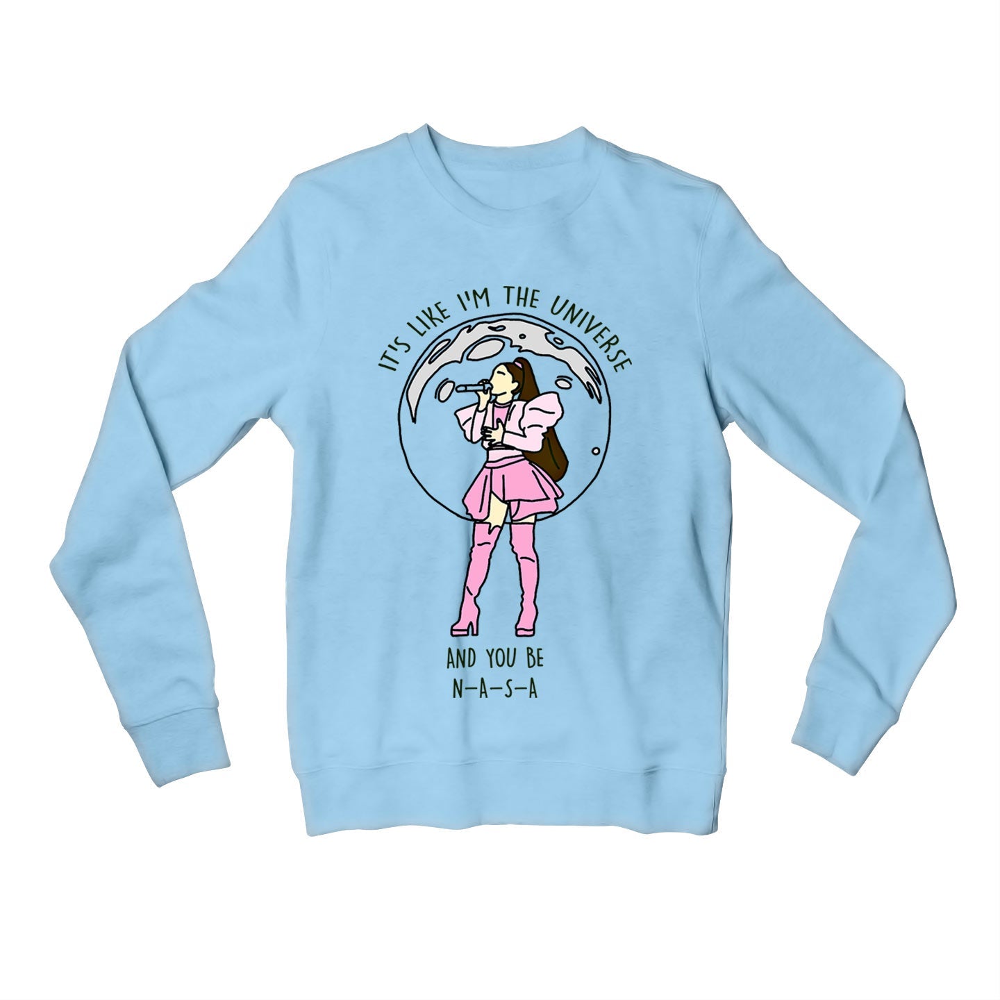 ariana grande nasa sweatshirt upper winterwear music band buy online india the banyan tee tbt men women girls boys unisex baby blue 