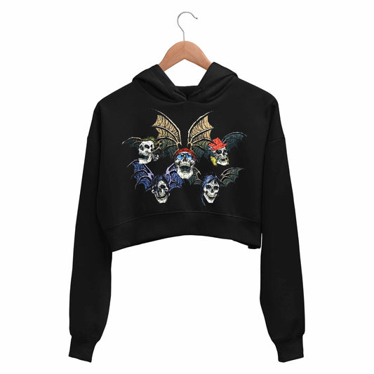 avenged sevenfold death bats crop hoodie hooded sweatshirt upper winterwear music band buy online india the banyan tee tbt men women girls boys unisex black