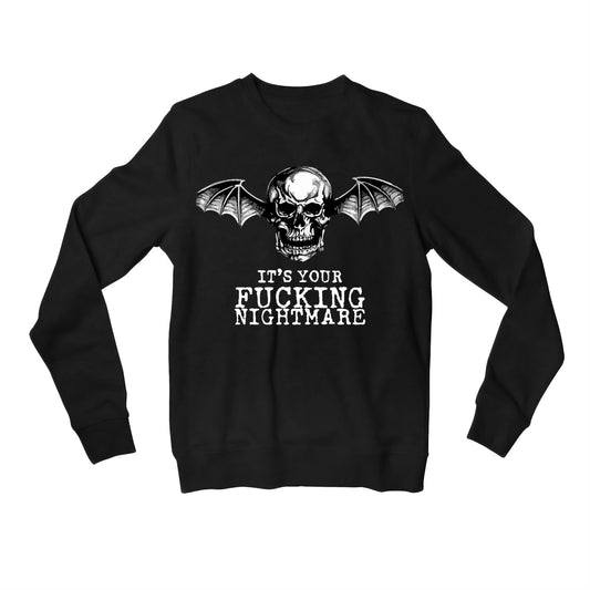 avenged sevenfold nightmare sweatshirt upper winterwear music band buy online india the banyan tee tbt men women girls boys unisex black