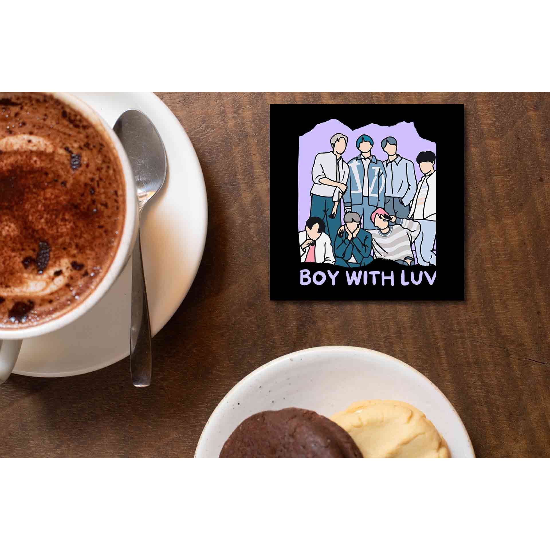 bts boy with luv coasters wooden table cups indian music band buy online india the banyan tee tbt men women girls boys unisex  