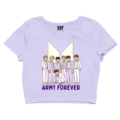 bts army forever crop top music band buy online india the banyan tee tbt men women girls boys unisex lavender
