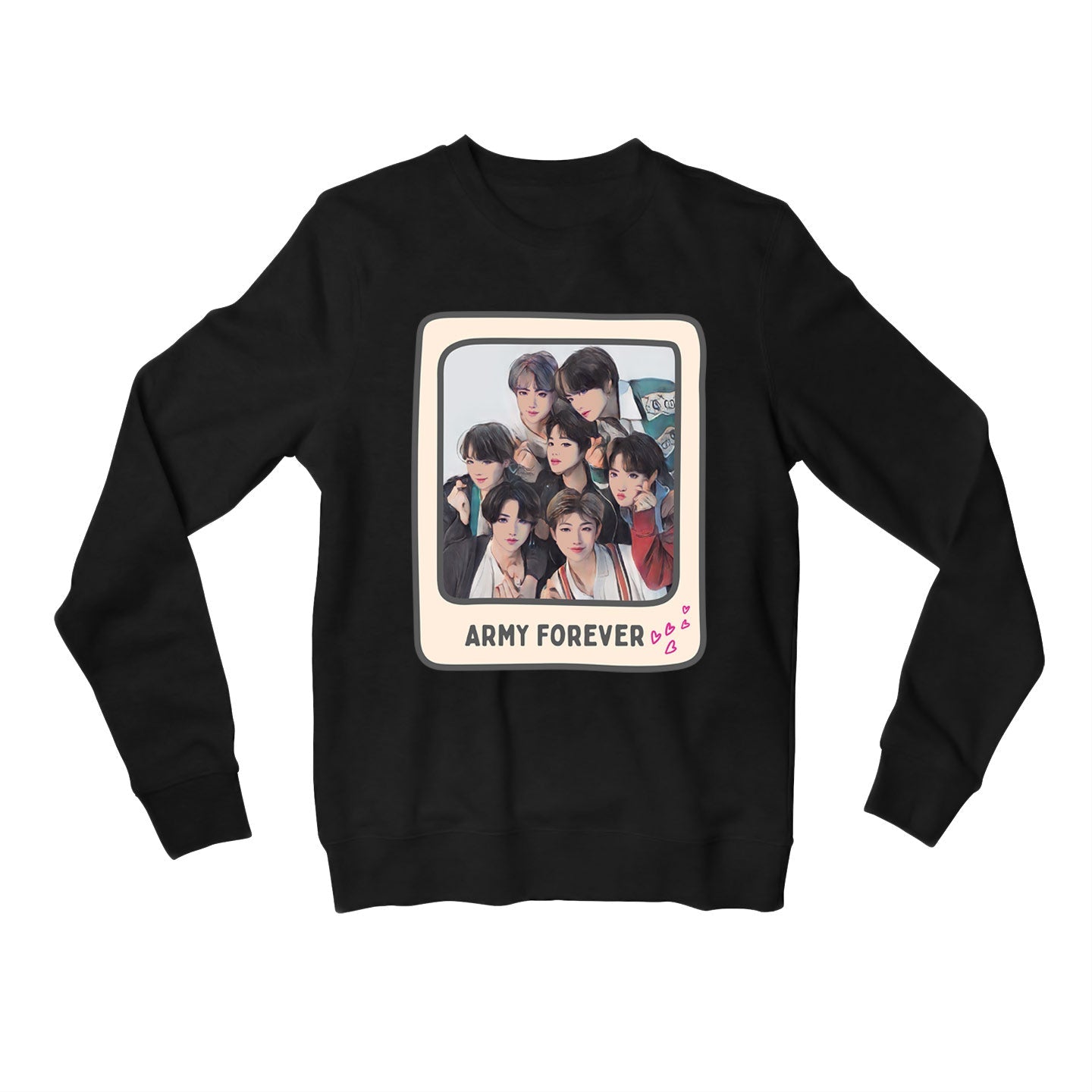 bts army forever sweatshirt upper winterwear music band buy online india the banyan tee tbt men women girls boys unisex black 