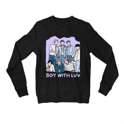 bts boy with luv sweatshirt upper winterwear music band buy online india the banyan tee tbt men women girls boys unisex black 