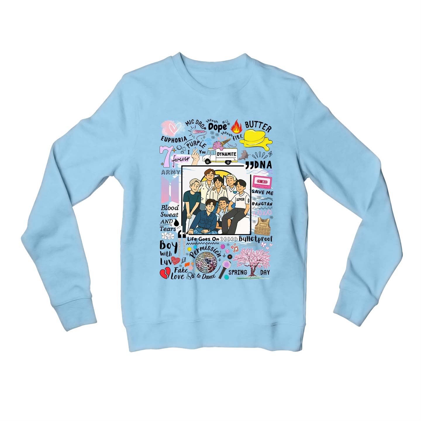 bts bangtan scribbles sweatshirt upper winterwear music band buy online india the banyan tee tbt men women girls boys unisex baby blue 