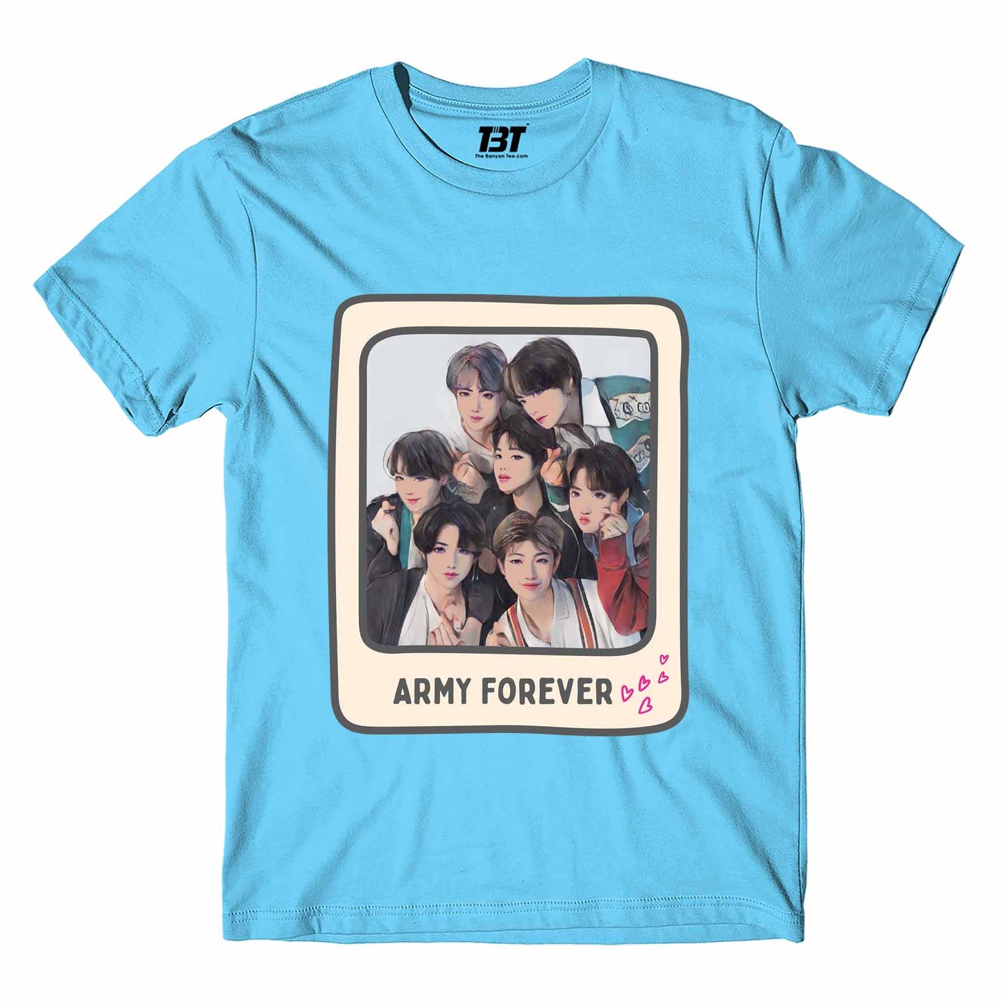 bts army forever t-shirt music band buy online india the banyan tee tbt men women girls boys unisex sky blue