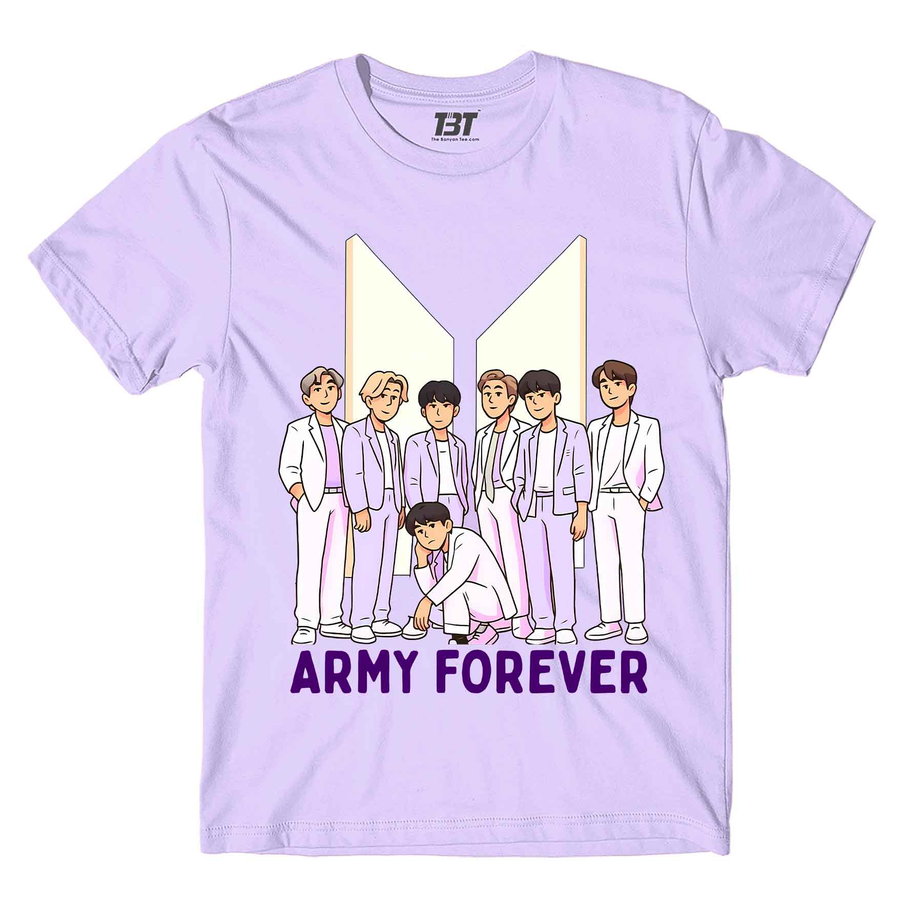 bts army forever t-shirt music band buy online india the banyan tee tbt men women girls boys unisex lavender