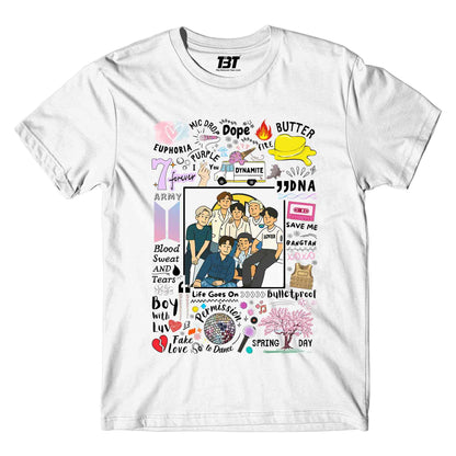 bts bangtan scribbles t-shirt music band buy online india the banyan tee tbt men women girls boys unisex white