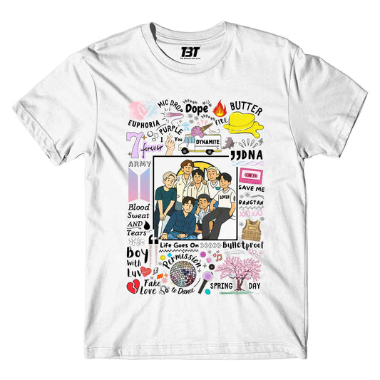 bts bangtan scribbles t-shirt music band buy online india the banyan tee tbt men women girls boys unisex white