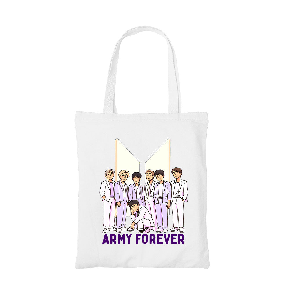 bts army forever tote bag cotton printed music band buy online india the banyan tee tbt men women girls boys unisex