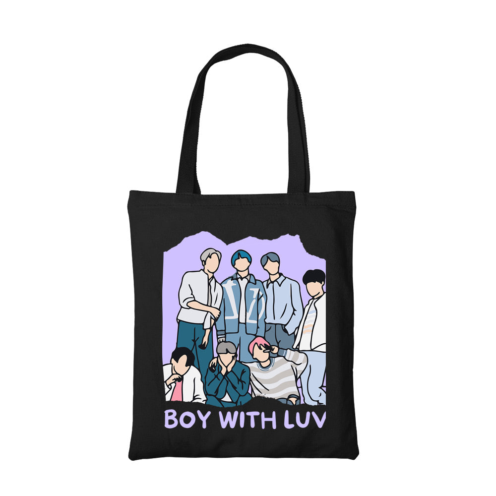 bts boy with luv tote bag cotton printed music band buy online india the banyan tee tbt men women girls boys unisex