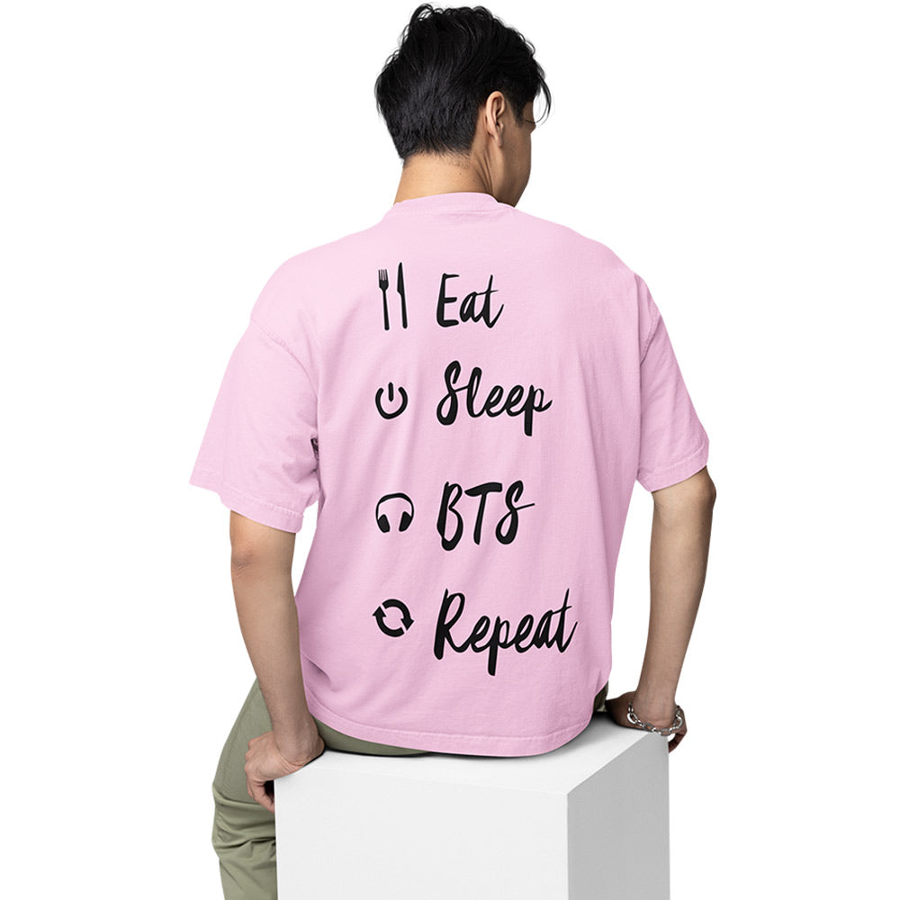 bts oversized t shirt - eat sleep repeat music t-shirt baby pink buy online india the banyan tee tbt men women girls boys unisex