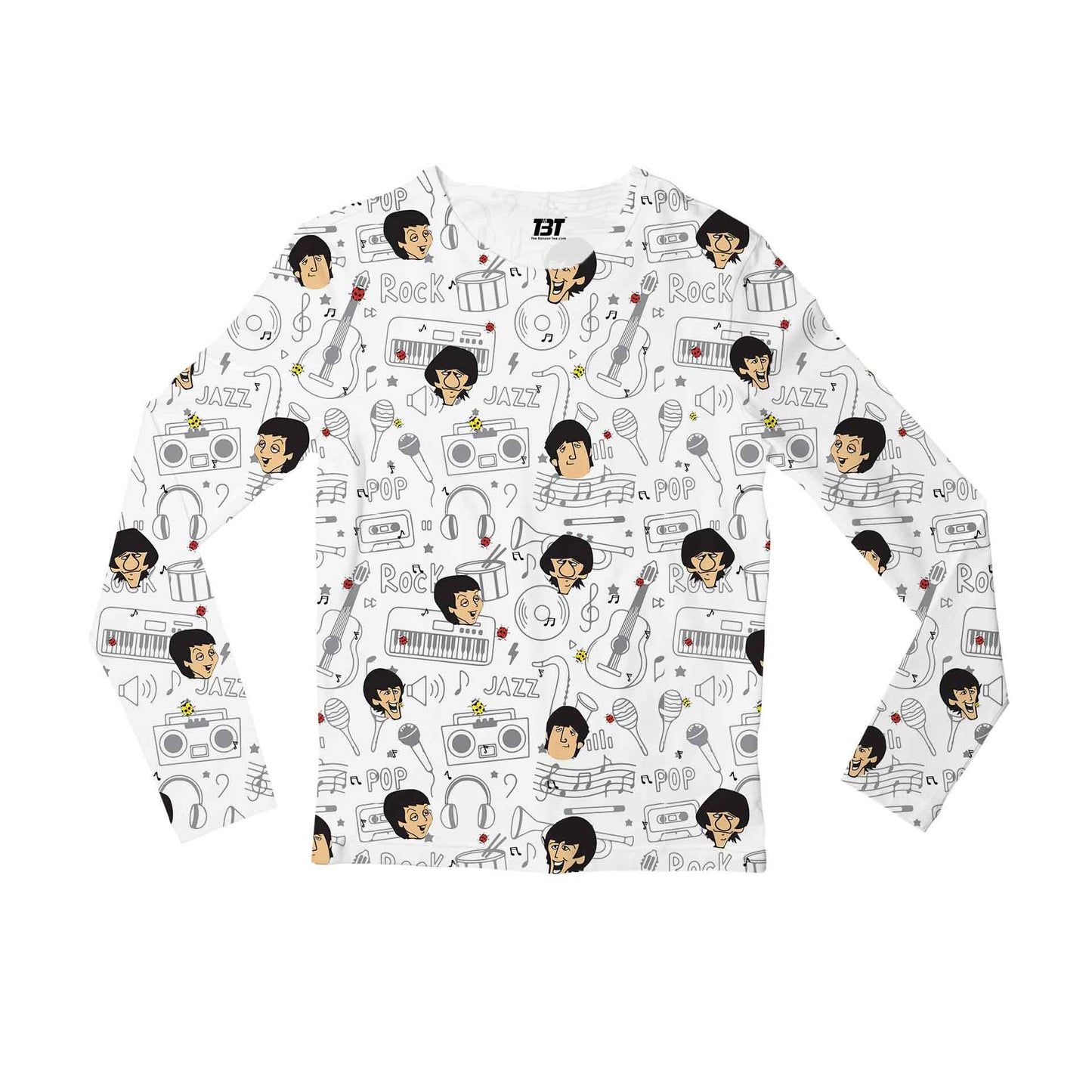 the beatles members aop all over print full sleeves t shirt for men women ladies unisex hand