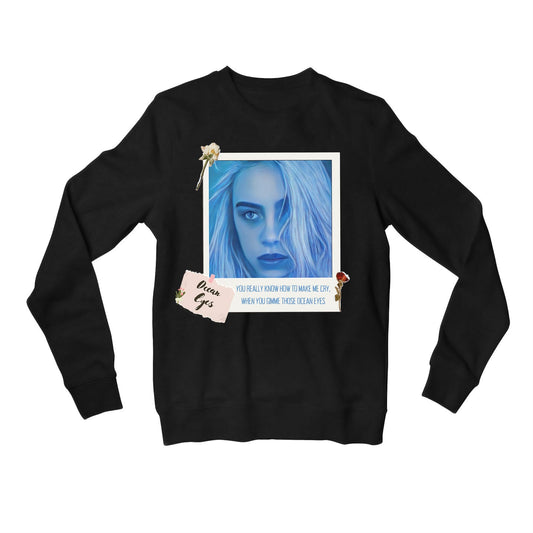 billie eilish ocean eyes sweatshirt upper winterwear music band buy online india the banyan tee tbt men women girls boys unisex black