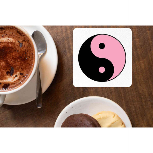 Black Pink Coasters - Yin Yang