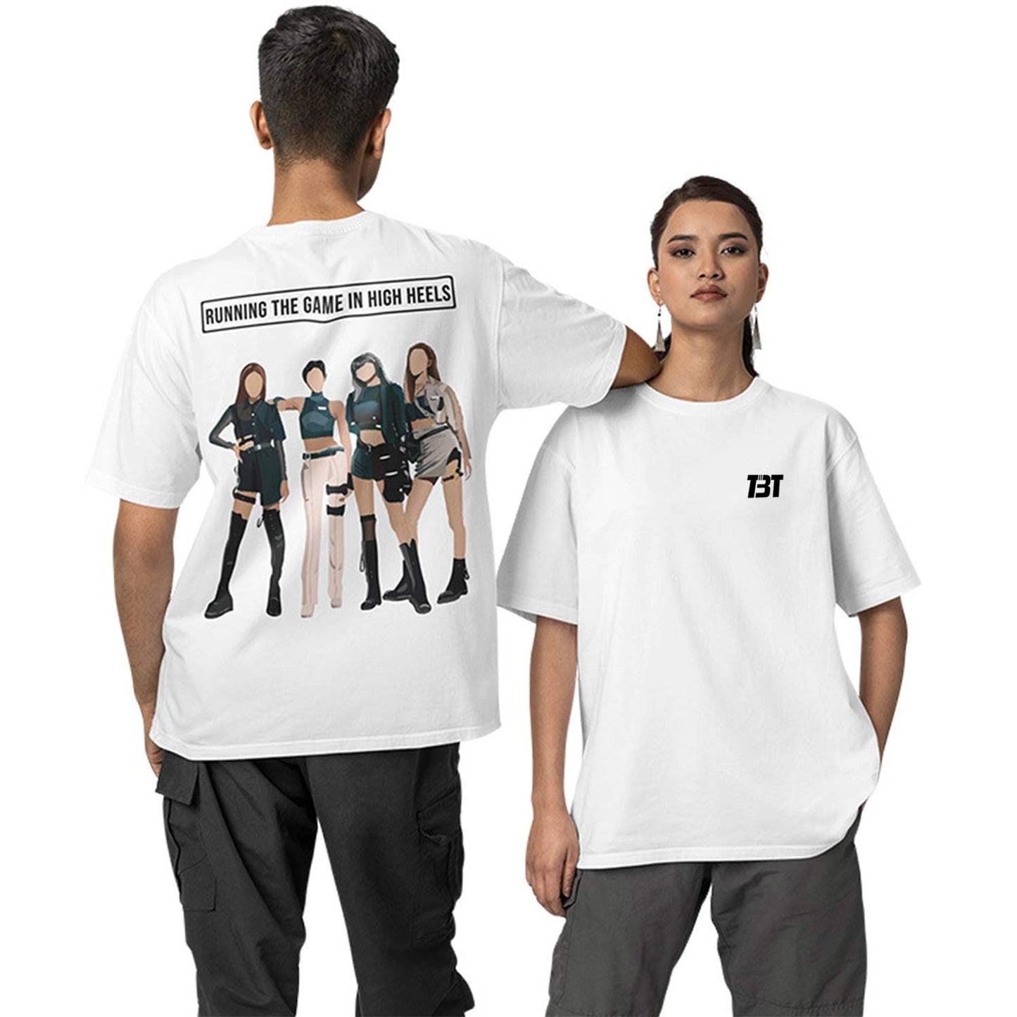 Black Pink Oversized T shirt - Running The Game