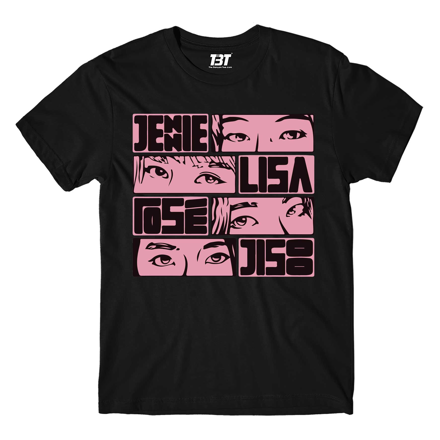 black pink jennie lisa rose jisoo t-shirt music band buy online india the banyan tee tbt men women girls boys unisex black song k pop jennie lisa jisoo rose