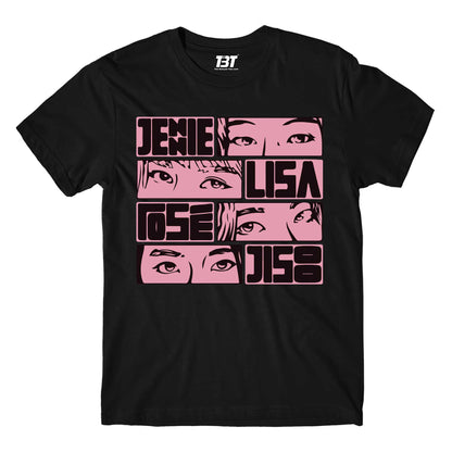 black pink jennie lisa rose jisoo t-shirt music band buy online india the banyan tee tbt men women girls boys unisex black song k pop jennie lisa jisoo rose