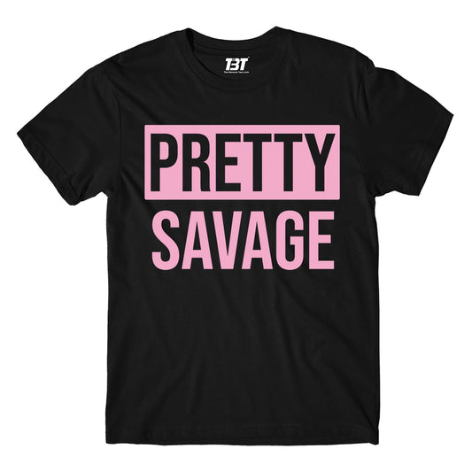 black pink pretty savage t-shirt music band buy online india the banyan tee tbt men women girls boys unisex black song k pop jennie lisa jisoo rose