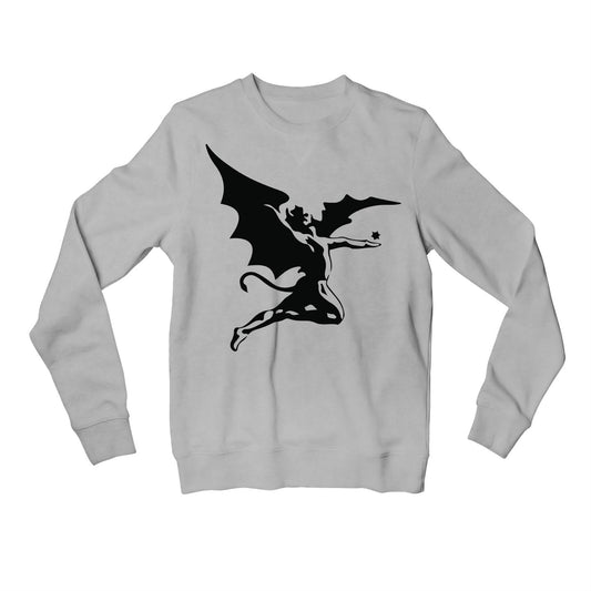 black sabbath fallen angel sweatshirt upper winterwear music band buy online india the banyan tee tbt men women girls boys unisex gray