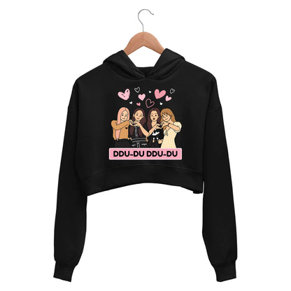 black pink ddu du ddu du du  crop hoodie hooded sweatshirt upper winterwear music band buy online india the banyan tee tbt men women girls boys unisex black song k pop jennie lisa jisoo rose